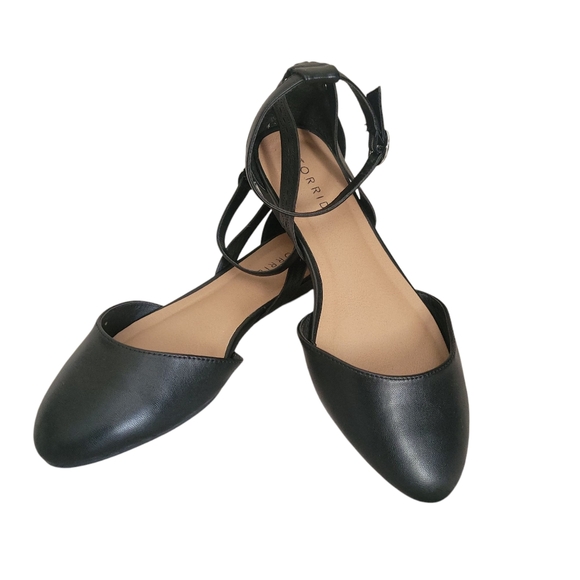 Torrid Black Almond Toe Ankle Strap Flats Wide Width Comfort Mary Jane Ballet 9W - Picture 2 of 8